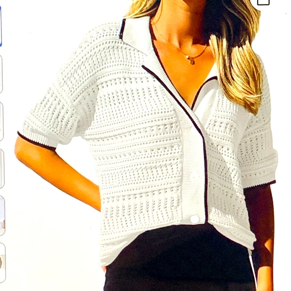 Short sleeve button up sweater